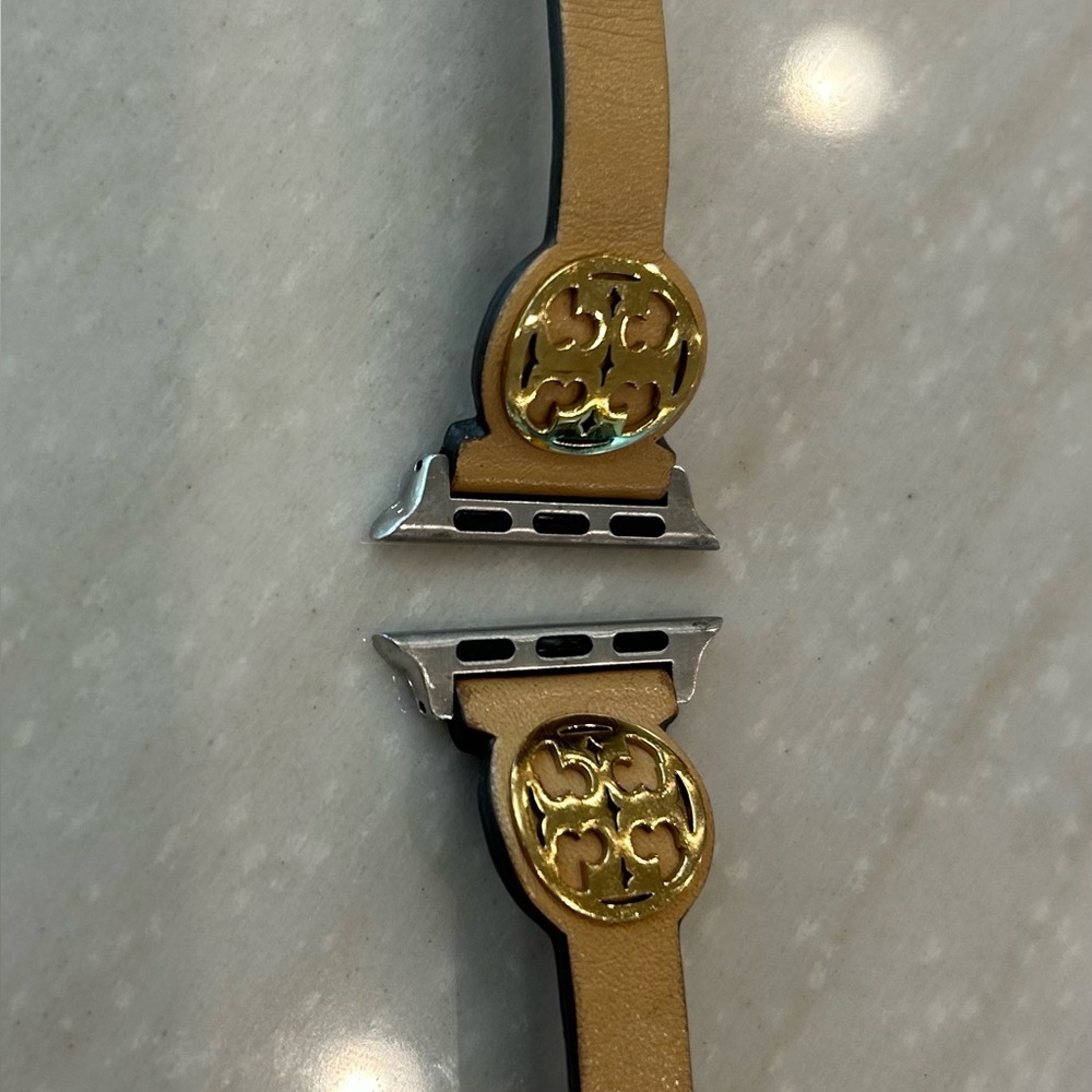 Tory Burch Gold and Tan Apple Watch Band